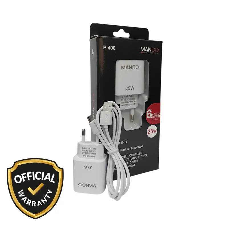 Mango 25W EU Fast Charger Adapter with Type-C Cable (P400) Official