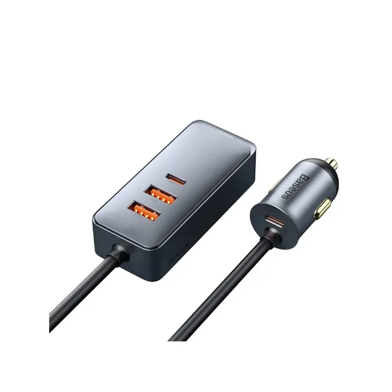 Baseus 120W 2USB+2Type-C PPS Multi-port Fast Charging Car Charger with Extension Cord (CCBT-A0G) official