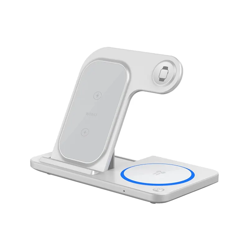 WiWU 3-in-1 Foldable Wireless Charger (Wi-W020) - White Official Charger & Adapter Price in Bangladesh - Mobile.com.bd