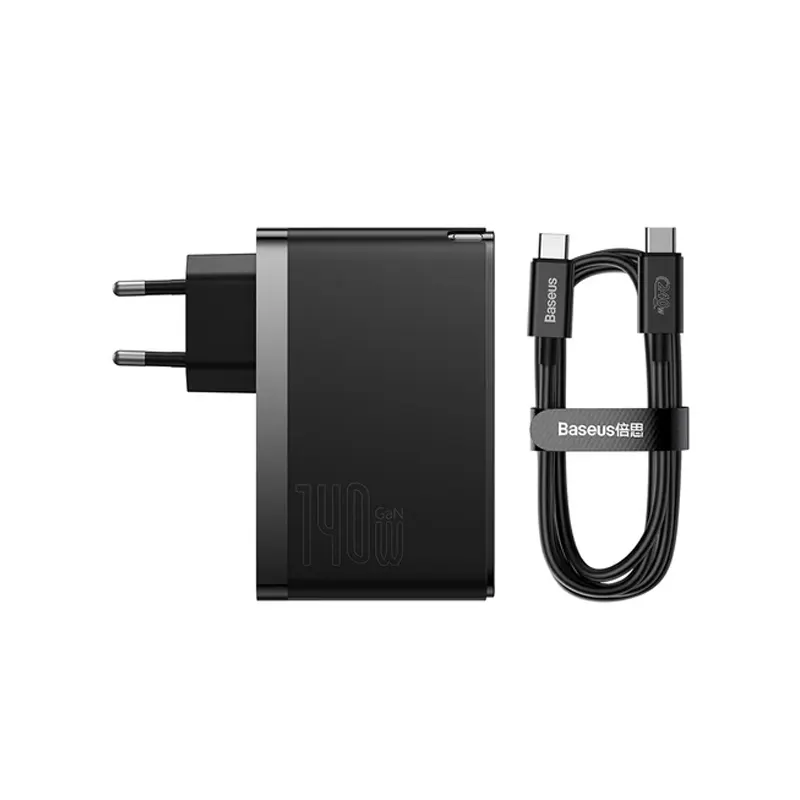 Baseus GaN5 Pro 140W Fast Charging Adapter with 240W 1M Type-C to Type-C Cable (EU Plug) (CCGP100201) - Black Official - Price in Bangladesh