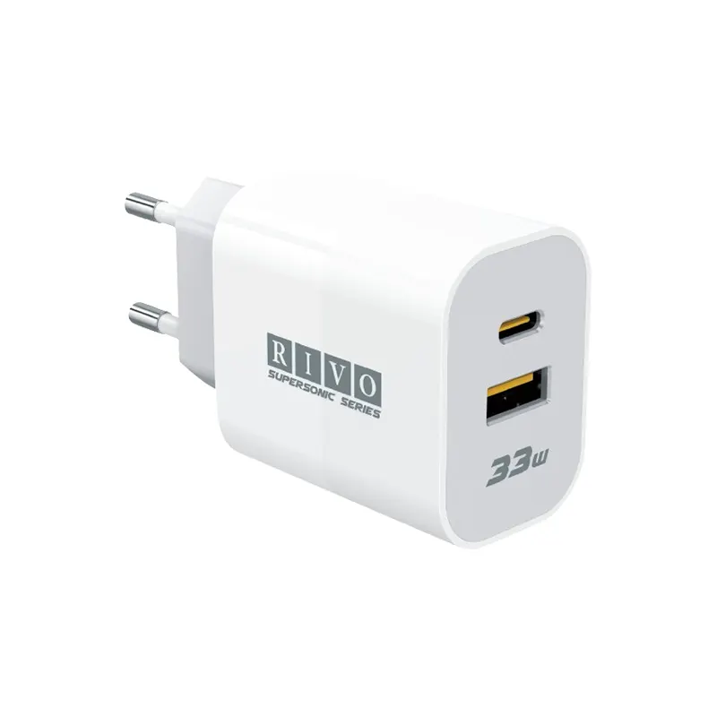 Rivo 33W Dual Port Fast Charging Adapter (AS-33D) – White Official - Price in Bangladesh