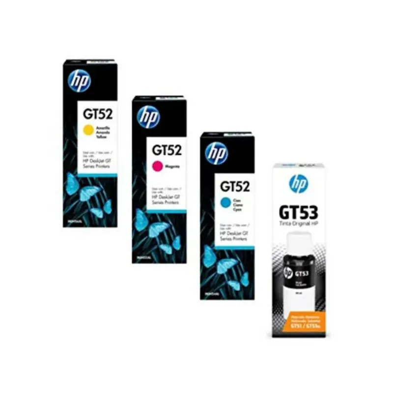 HP Black (GT53) 90ml, Cyan, Magenta & Yellow (GT52) 70ml Ink Bottle (All Pack of 4) - Price in Bangladesh