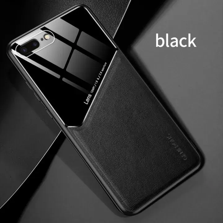 Lenuo Case for 7 Plus/8 Plus Magnetic Car Leather Case Back Cover Soft Silicone