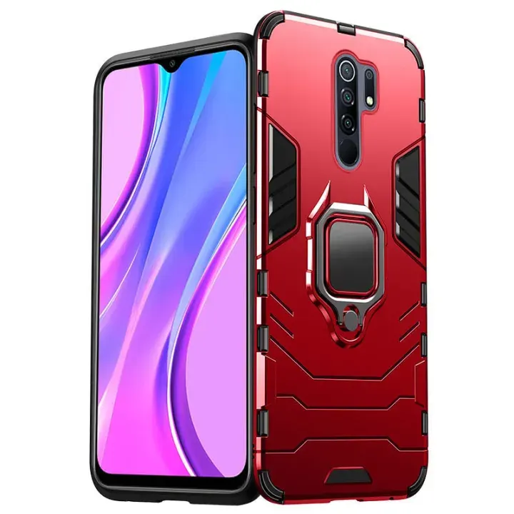 Vantime for Redmi 9 Case Hard Shockproof Back Stand Holder
