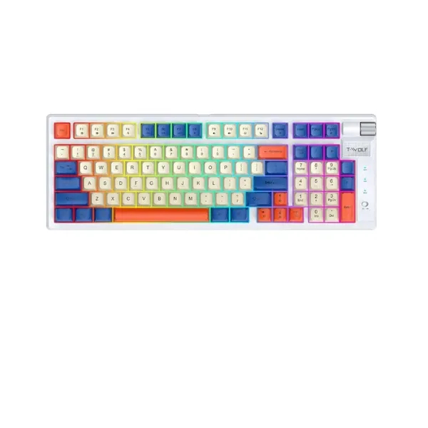 T-Wolf T70 Tri-Mode (White, Blue & Red Switch) RGB Mechanical Gaming Keyboard - Price in Bangladesh