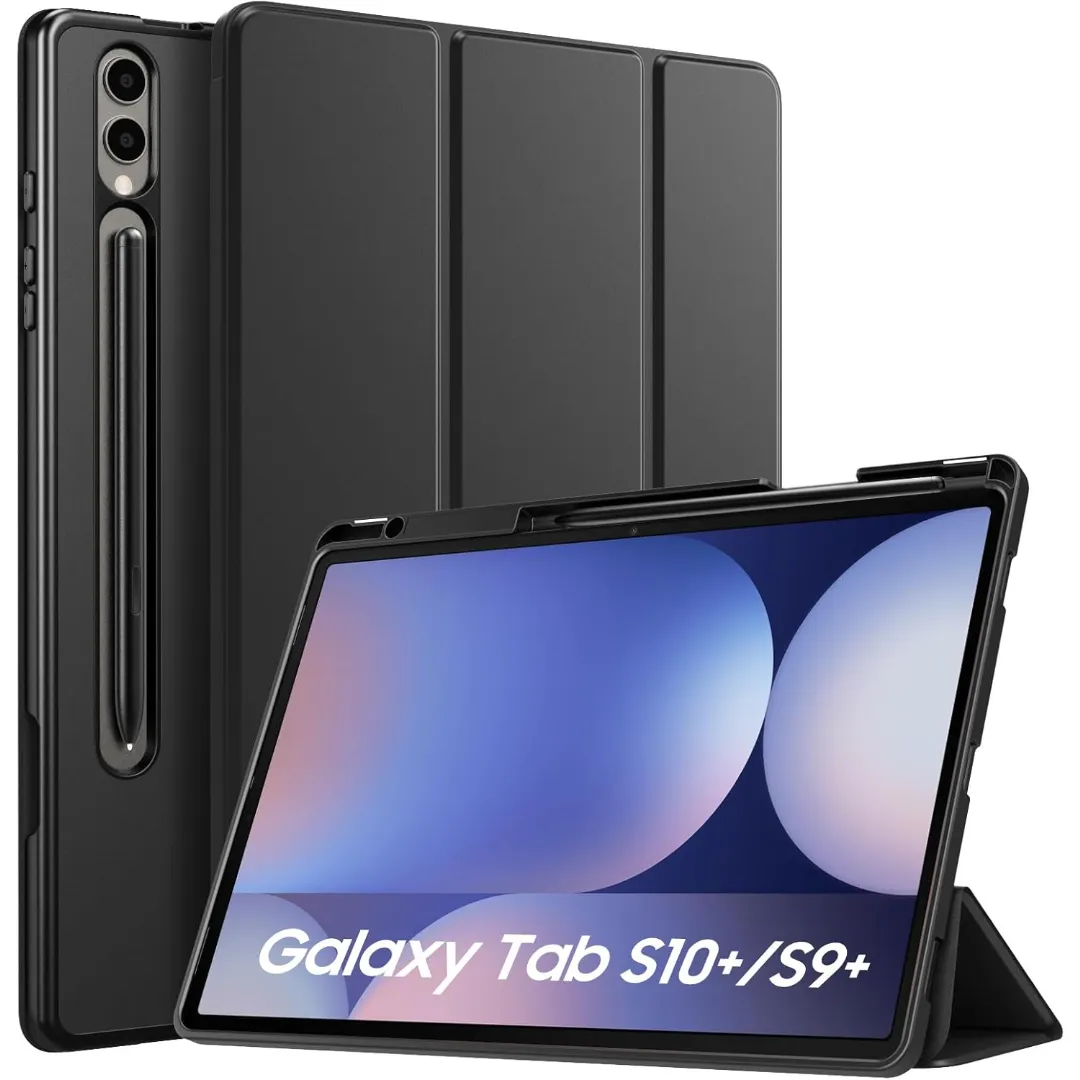 Premium Flip Case For Samsung Galaxy Tab S10+ Plus 2024 / S9 Plus 2023, Soft Tpu Back Protective Cover With S Pen Holder For Galaxy Tab S10+/S9+ 12.4 Inch Tablet, Support Auto Wake/Sleep, Navy Blue/Black Phone Cases & Covers Price in Bangladesh - Mobile.com.bd