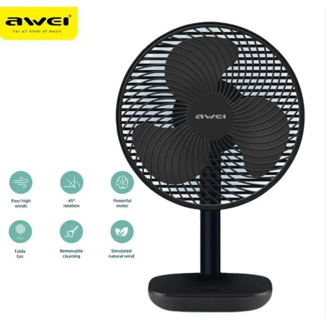 Awei F23 Portable Mini Fan 4 Speeds Low Noise Desktop Stable Cooling Fan 4000mAh Rechargeable Desk Fan Mobile Accessories Price in Bangladesh - Mobile.com.bd