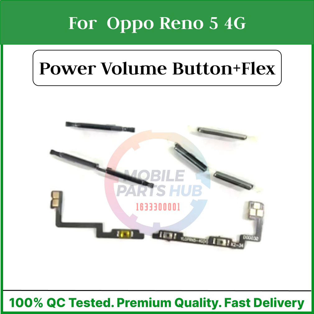 For  Oppo Reno 5 4G Compatible With External Side Buttons Power On Off switch + Volume Control Button Outside Side Keys And Power Flex Cable switch Replacement Parts