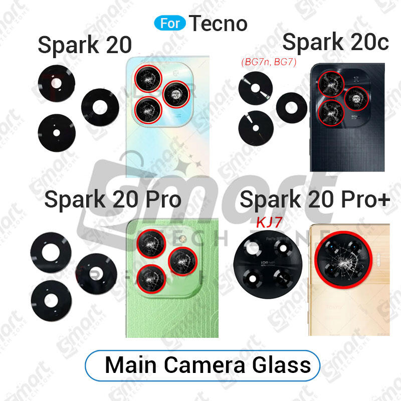 Tecno Camera Main Glass Lens for Tecno Spark 20 20c 20 Pro 20 Pro Plus Replacement Part (Not Tempered Camera Glass Protector) Screen & Lens Protectors Price in Bangladesh - Mobile.com.bd