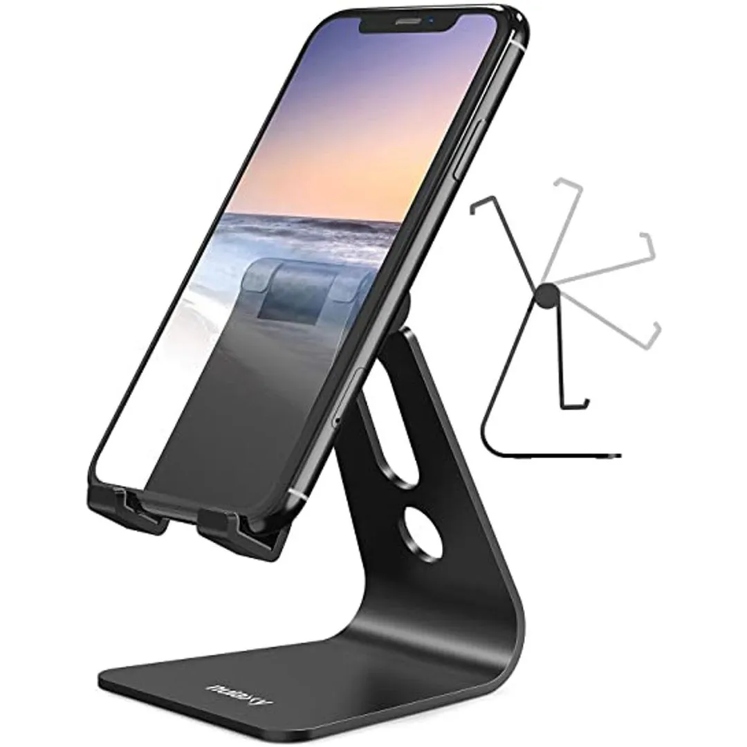 Universal Mobile Phone Holder Stand Aluminium Alloy Tablet Desk Holder - Black - Price in Bangladesh