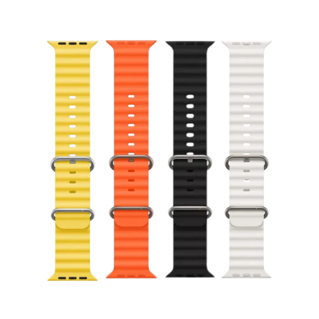 Black Color Ocean Band Compatible With For Apple Watch Band 42Mm 44Mm 45Mm 49Mm For Women Men, Adjustable Loop Silicone Waterproof Sport Strap For Iwatch Series Ultra/8/7/6/5/4/3 (Belt Only) - Price in Bangladesh