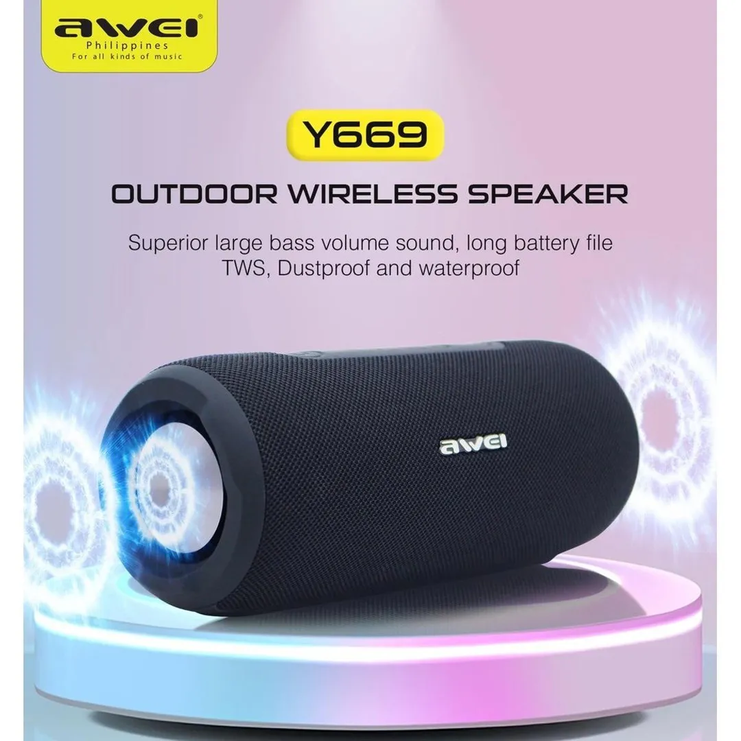 Awei Y669 Outdoor TWS Waterproof Portable Bluetooth Wireless IPX7 Speaker - Price in Bangladesh
