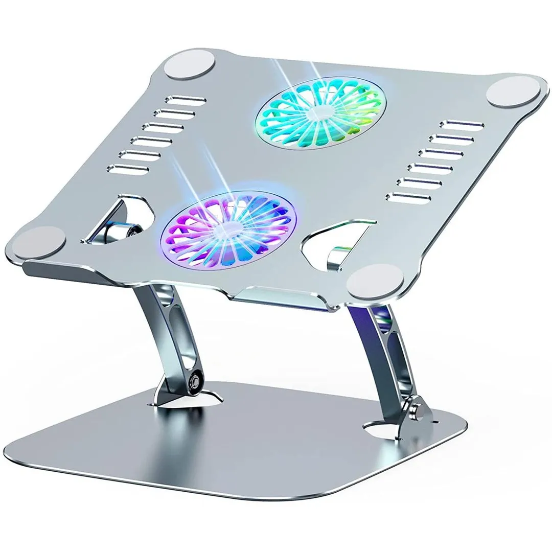 Foldable Laptop Table Stand Double Cooling Fan Aluminum Computer Laptop Riser - Price in Bangladesh