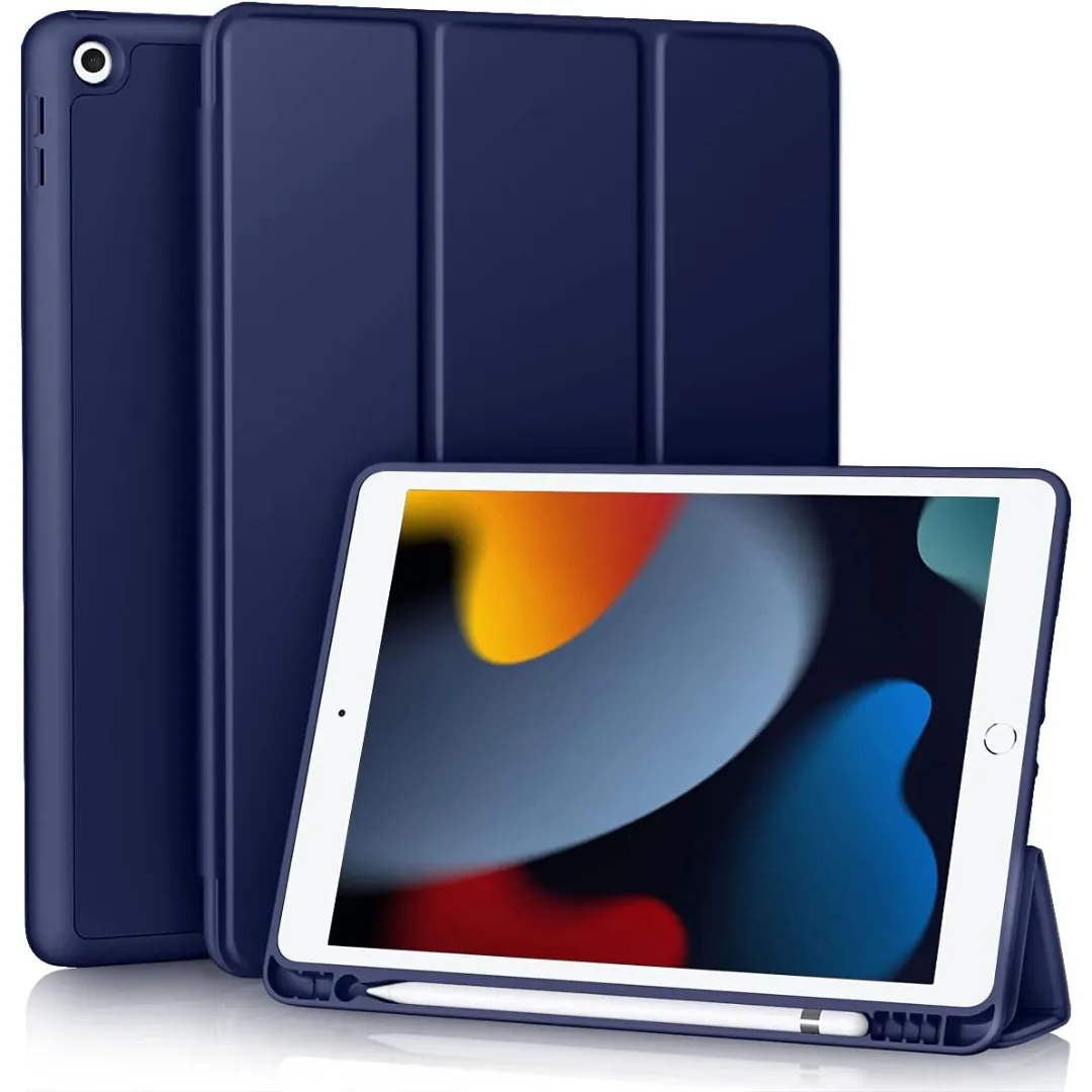 Vobafe Case For Ipad 9Th 8Th 7Th Generation 10.2 Inch Case (2021/2020/2019 Model, Ipad 9/8/7), Flexible Tpu Back Cover, With Pencil Holder, Auto Wake/Sleep, Black - Blue Phone Cases & Covers Price in Bangladesh - Mobile.com.bd