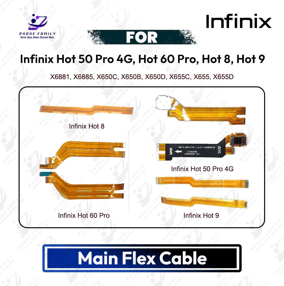Infinix Hot 50 Pro 4G, Hot 60 Pro, Hot 8, Hot 9 Main Board Motherboard Connector Flex Cable - Price in Bangladesh