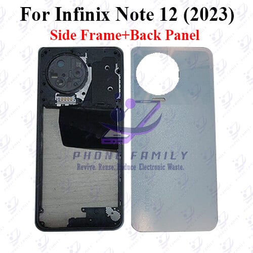 For Infinix Note 12 (2023) X676C Side Frame and Back Panel With Camera Glass - Price in Bangladesh