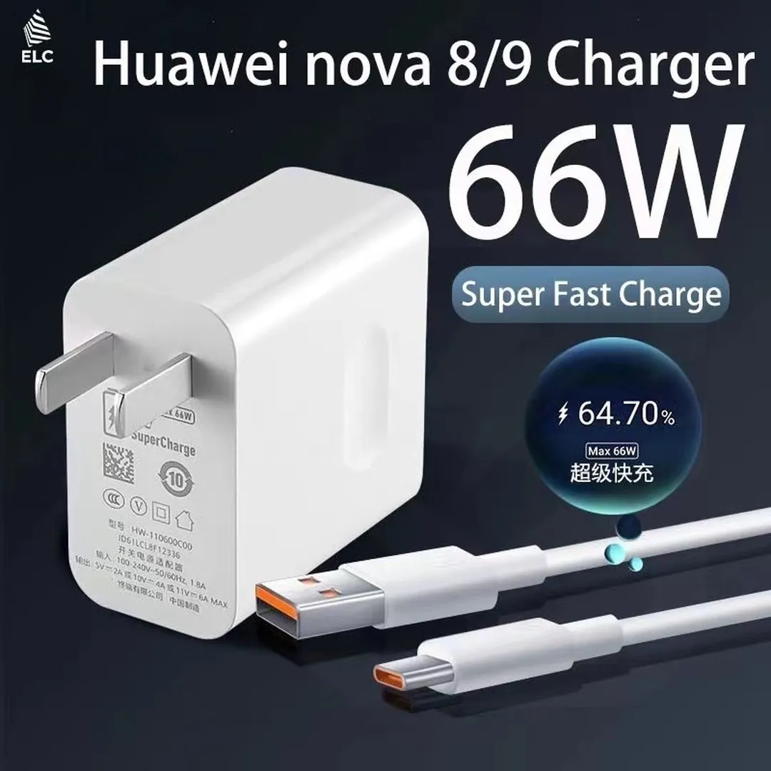 Original HUAWEI 66W EU Supercharge Fast Charger Wall Power Adapter 100CM 6A Type C Cable For Mate 40 30 P40 Pro P50 Honor 90 80 Chargers Adapters Price in Bangladesh - Mobile.com.bd