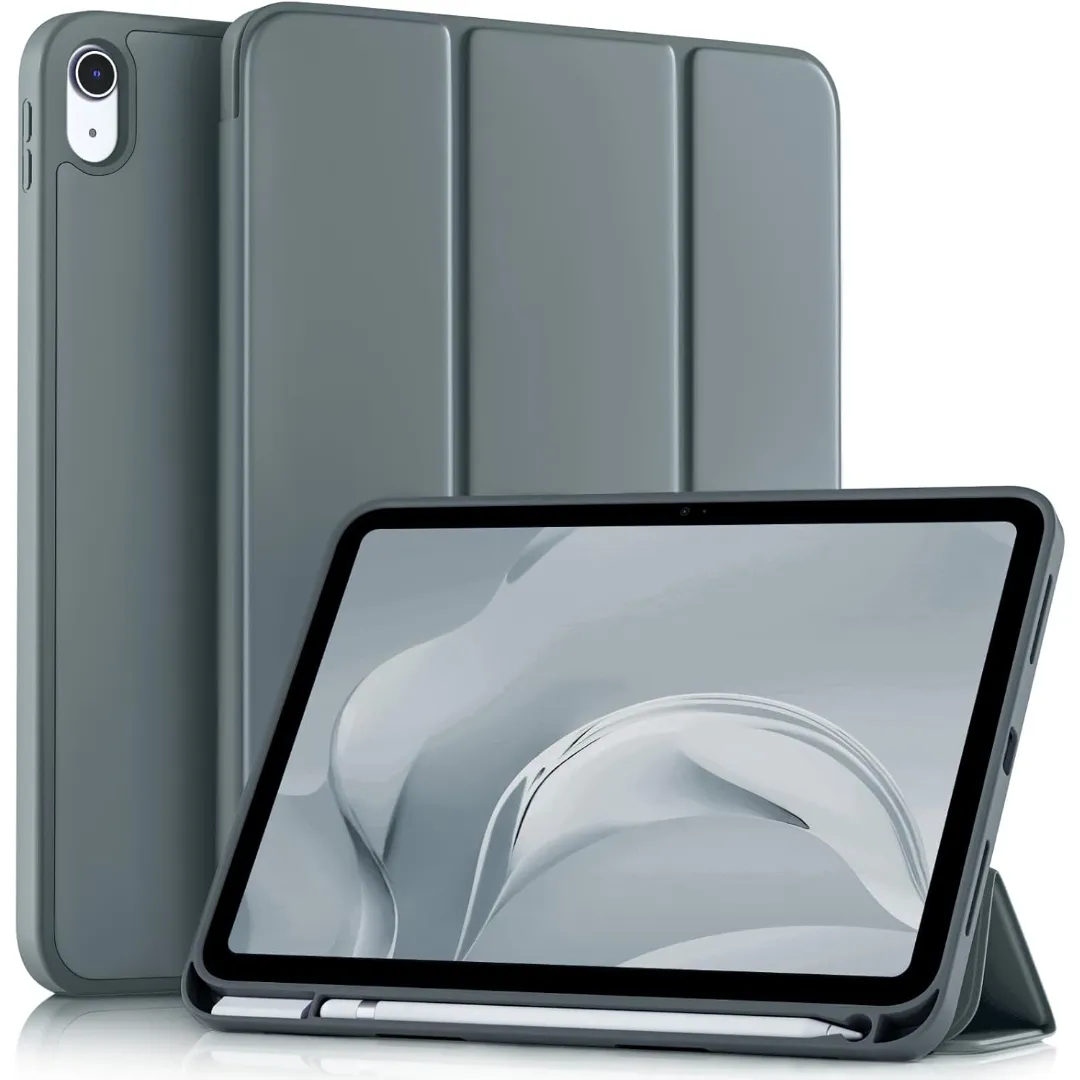 New Ipad Air 11 Inch Case M3 2025/M2 2024 With Pencil Holder, Trifold Stand Smart Case With Soft Tpu Back, Auto Wake/Sleep, Black - Navy Blue Phone Cases & Covers Price in Bangladesh - Mobile.com.bd