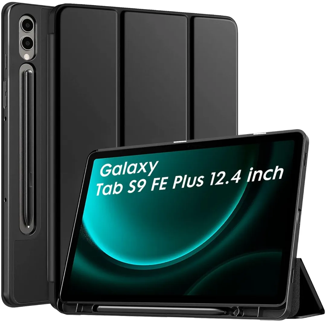Robustrion Cover For Samsung Tab S9 Fe Plus 12.4" Cover Case Flip Stand Back Case Cover [S Pen Holder] For Samsung Galaxy Tab S9 Plus/Tab S9+ Cover Tablet Cover With [Auto Sleep/Wake]-Black/Navy Blue Phone Cases & Covers Price in Bangladesh - Mobile.com.bd