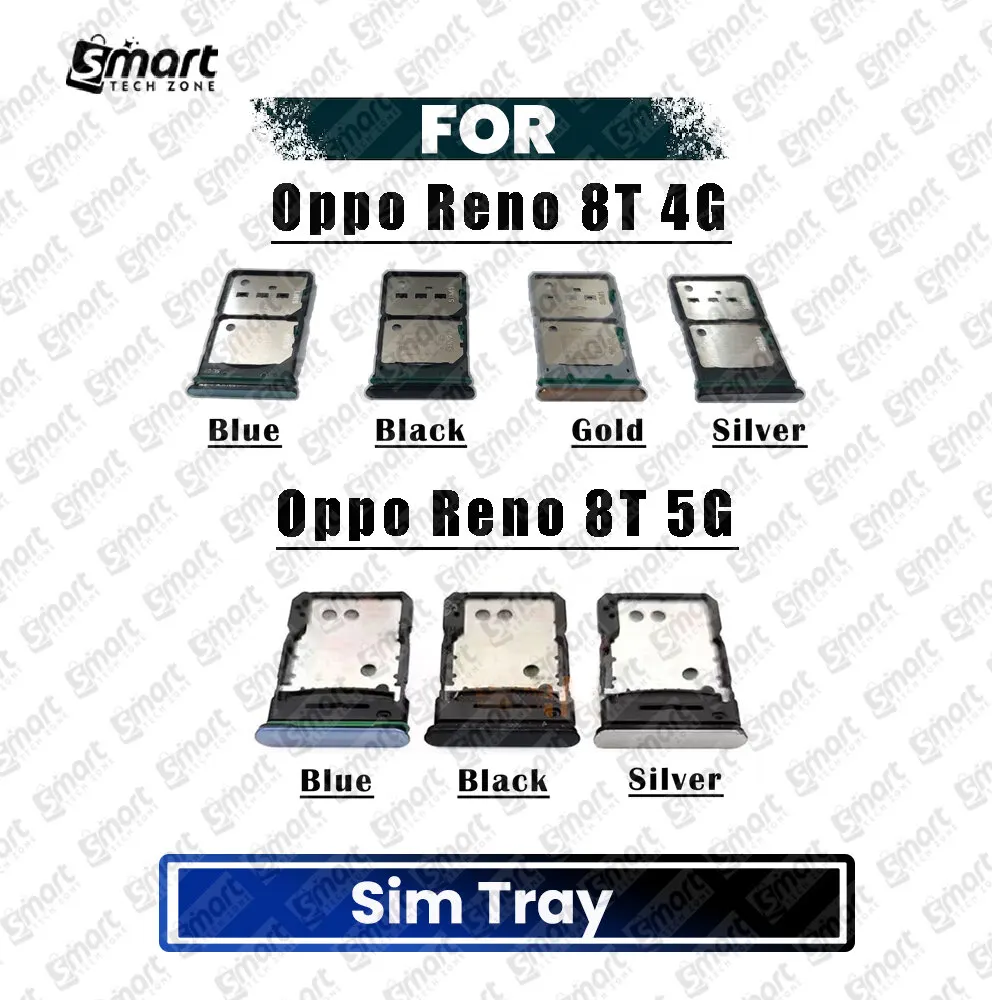 OPPO Reno 8T 4G / 5G Sim Card Tray + SD Card Slot Holder | Sim Ejector Pin Replacement | CPH2481 CPH2505 | Exact Fit Replacement Parts Price in Bangladesh - Mobile.com.bd