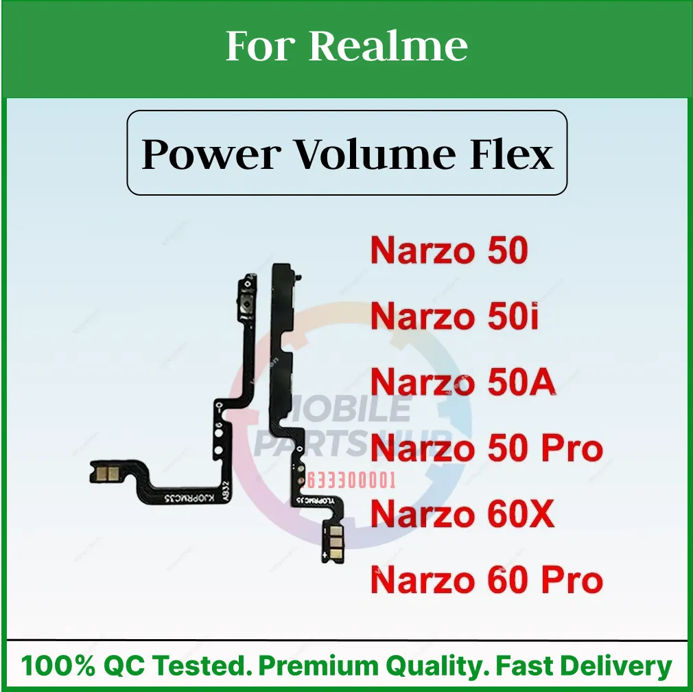 Power Volume Flex Cable For Realme Narzo 50 60 Pro 50i 50A Prime Narzo 60X On OFF Power Volume Buttons Side Keys Flex Cable - Price in Bangladesh