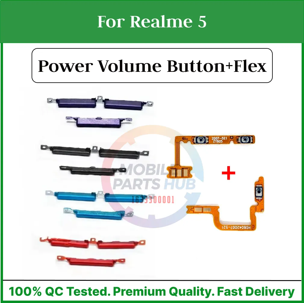 Realme 5 Power on / off Switch Button Side Volume Up Down Buttons +Flex Cable Replacement Parts - Price in Bangladesh