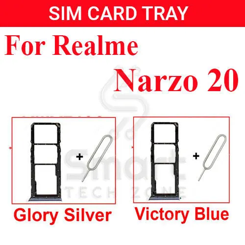 Realme Narzo20 Sim Tray Micro SD Card Slot with Sim Ejector Pin Replacement Part - Price in Bangladesh