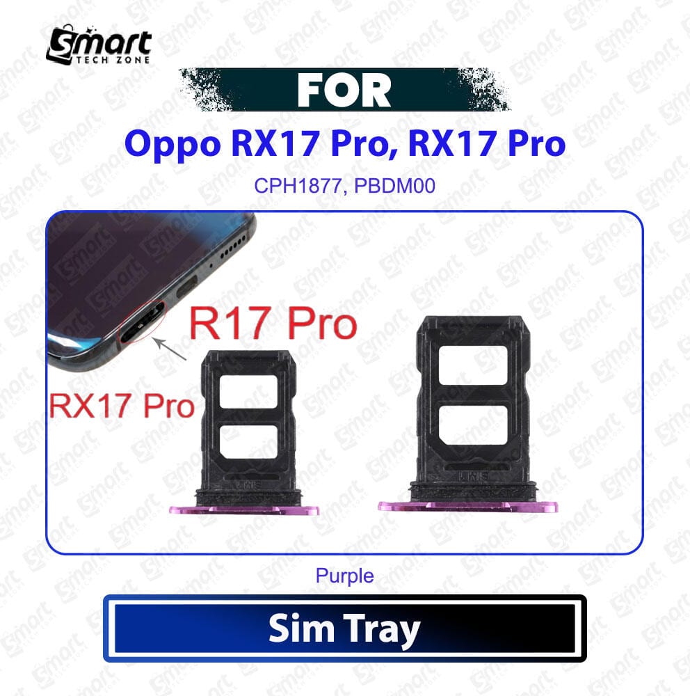Oppo R17 Pro, RX17 Pro Sim Tray Micro SD Card Slot with Sim Ejector Pin Replacement Repair Part For CPH1877, PBDM00 - Price in Bangladesh