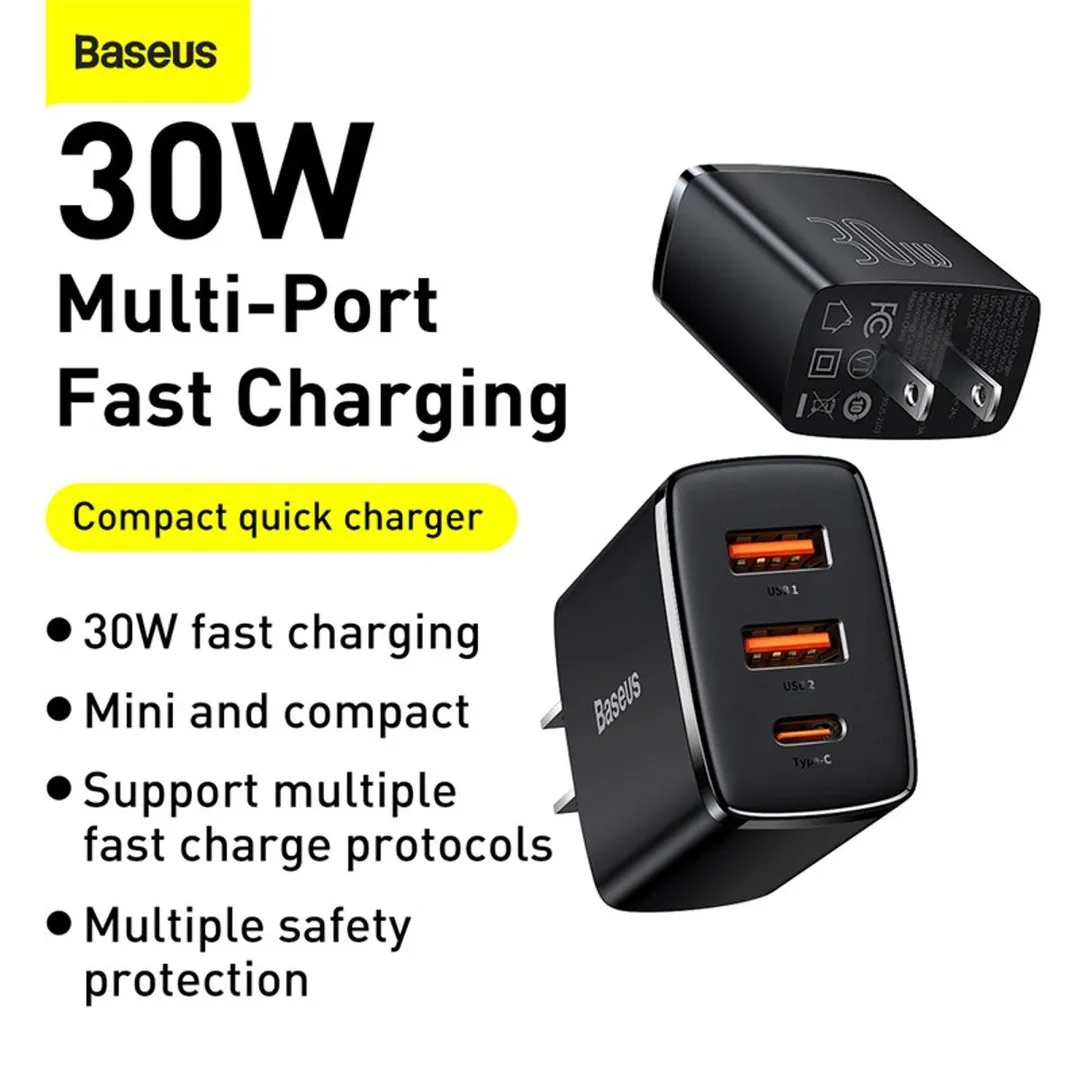 Baseus 30W USB C Quick Charger Support Type C PD Fast Charging - Price in Bangladesh