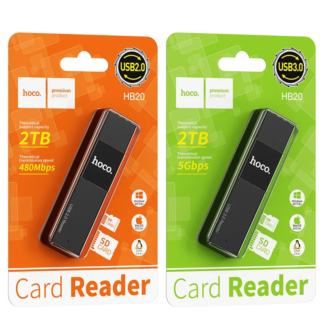 Hoco Hb20 Mindful 2-In-1 Sd Card Reader Usb2.0 Otg Memory Card Adapter - Card Reader - Price in Bangladesh