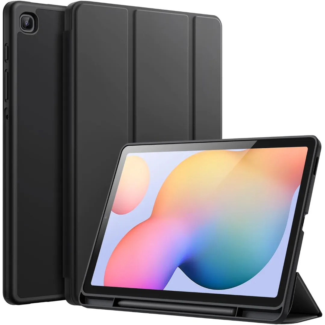 Samsung Galaxy Tab S6 Lite / P610 Leather Tab Flip Cover With S Pen Holder & Auto Wake/Sleep - Black - Navy Blue Phone Cases & Covers Price in Bangladesh - Mobile.com.bd