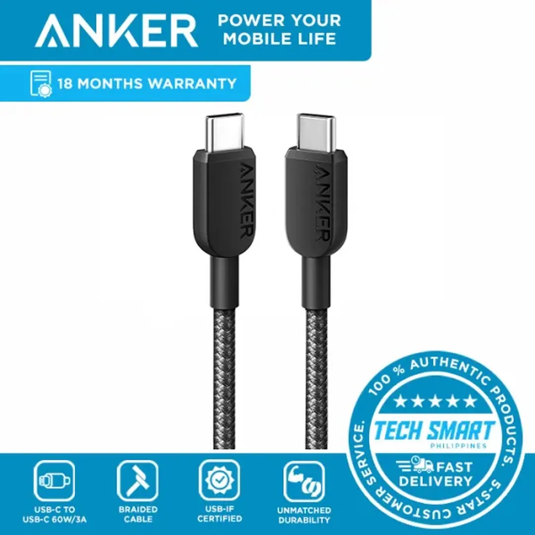Anker 322 USB-c to USB-C Nylon Braided Charging Cable 3ft Cables Price in Bangladesh - Mobile.com.bd
