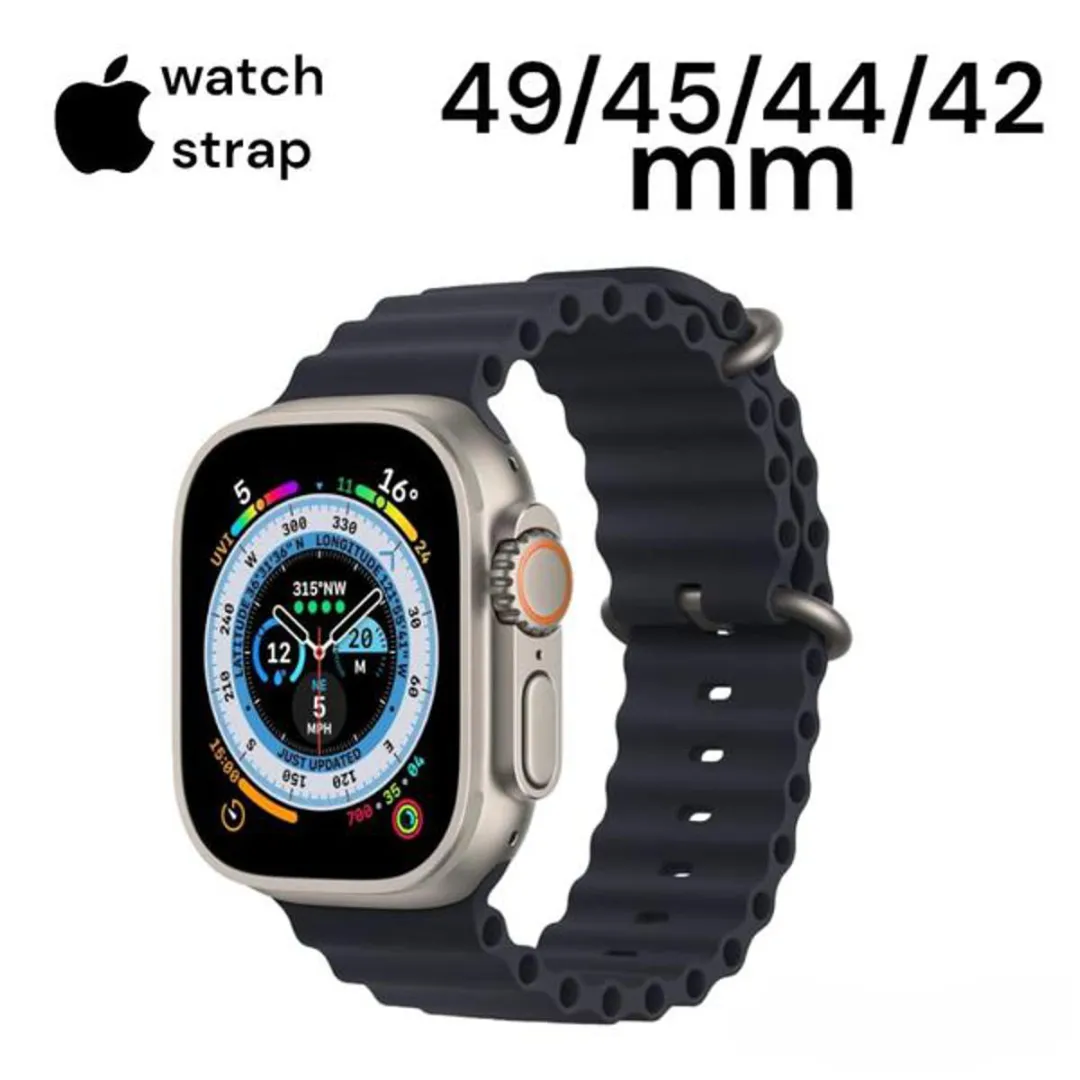 Premium Ocean Band Strap For Apple Iwatch Bands Silicone Watchband Sport Bracelet Belt Iwatch Series 8 Ultra For 49Mm/45Mm/44Mm/42Mm (Midnight) - Price in Bangladesh