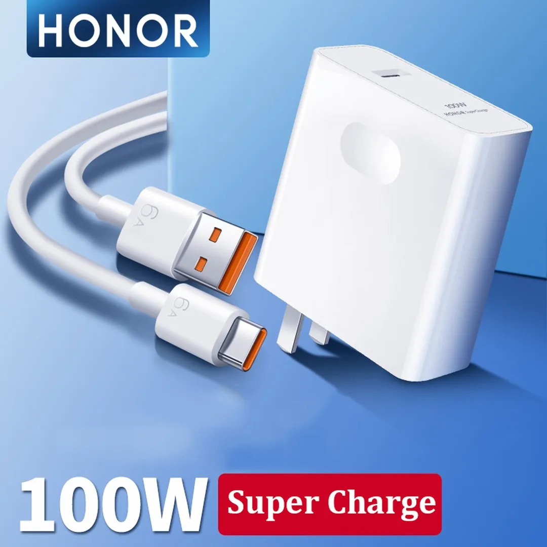Huawei Honor 100W (Max) Charger Super Fast Charger with 1M 6A USB Type C Cable For Mate 40 P50 Nova 9 8 Tablet Honor 50 60 Pro Magic 4 3 Honor P60 Pro P70 Pro X9a Chargers Adapters Price in Bangladesh - Mobile.com.bd