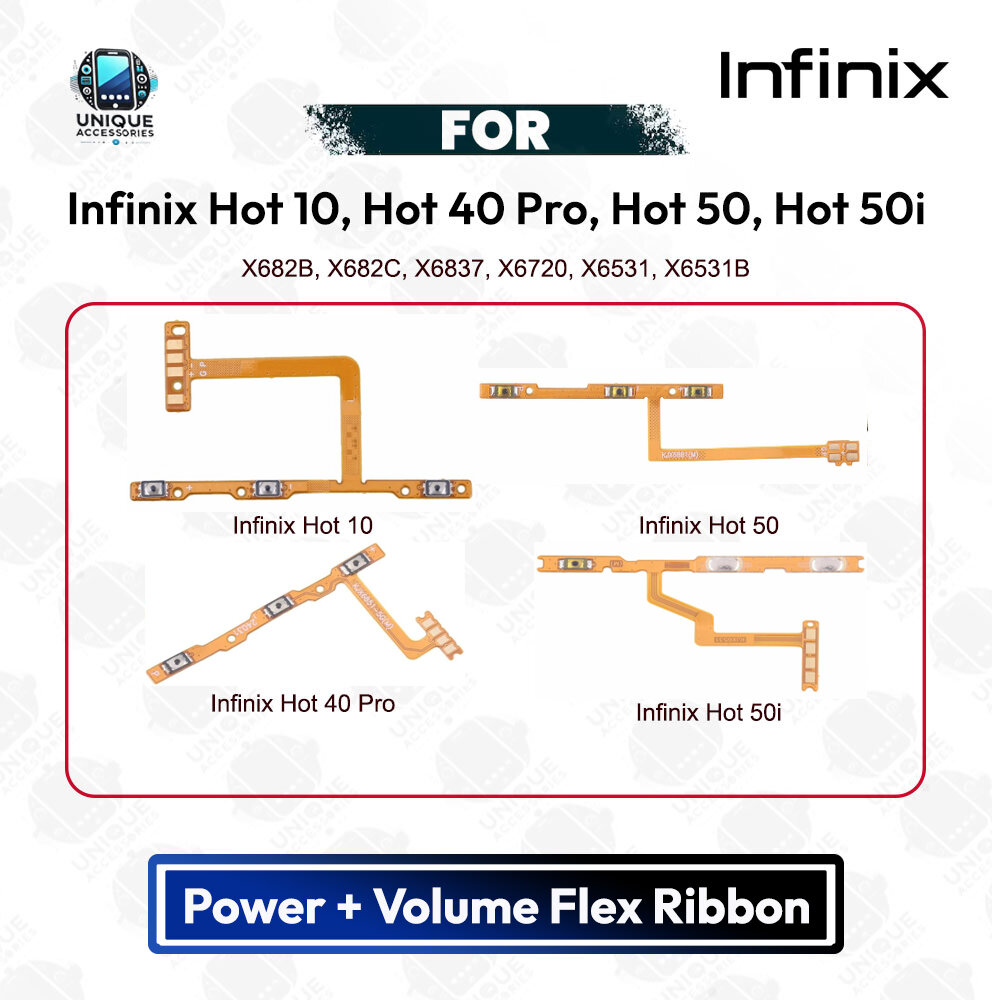 Infinix Hot 10 Hot 40 Pro Hot 50 Hot 50i Volume Button Flex Cable PCB Repair Spare Part Replacement - Price in Bangladesh