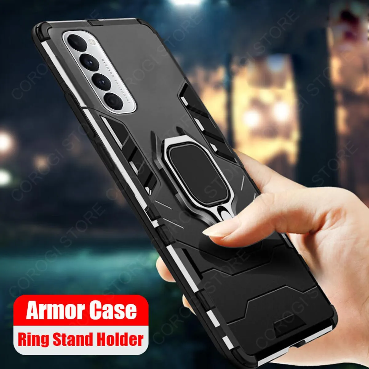 Pluscase for Xiaomi Poco M3 Kickstand Phone Case Lens Protector Hard