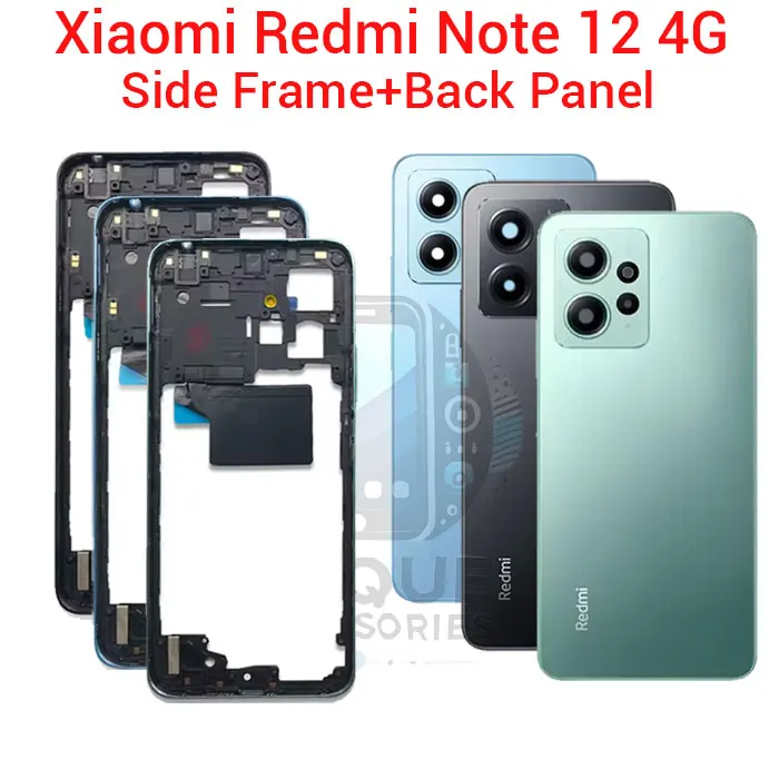 Xiaomi Redmi Note 12 4G Side Frame + Back Panel Housing + Camera Glass Back Shell Replacement Parts Price in Bangladesh - Mobile.com.bd