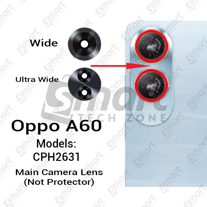 Camera Main Glass Lens for Oppo A60 (CPH2631) Replacement Part (Not Tempered Camera Glass Protector)