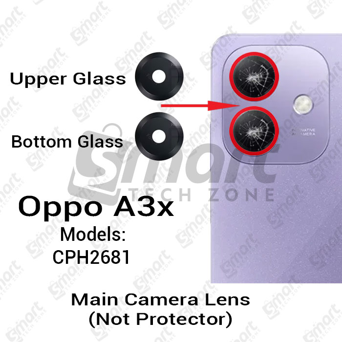 Camera Main Glass Lens for Oppo A3x (CPH2681) Replacement Part (Not Tempered Camera Glass Protector)