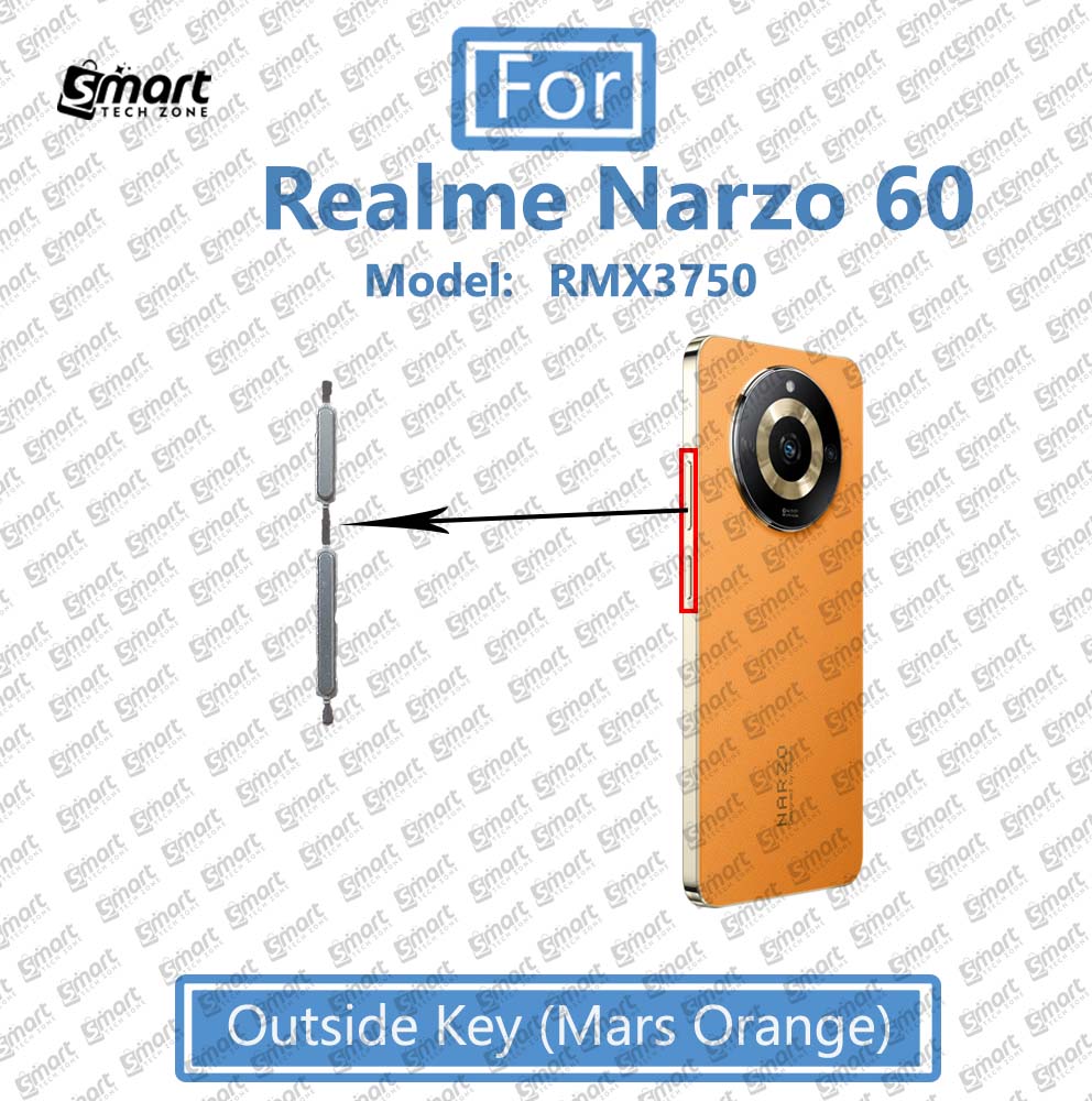 Compatible with Realme Narzo 60 External Side Buttons Power On Off + Volume Control Button Outside Side Keys