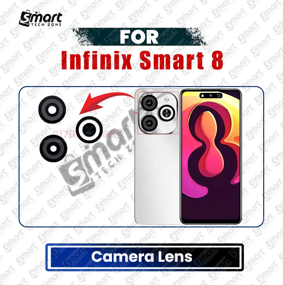 Back Rear Camera Lens Glass Compatible with Infinix Smart 8 Camera Lens Glass Without Frame