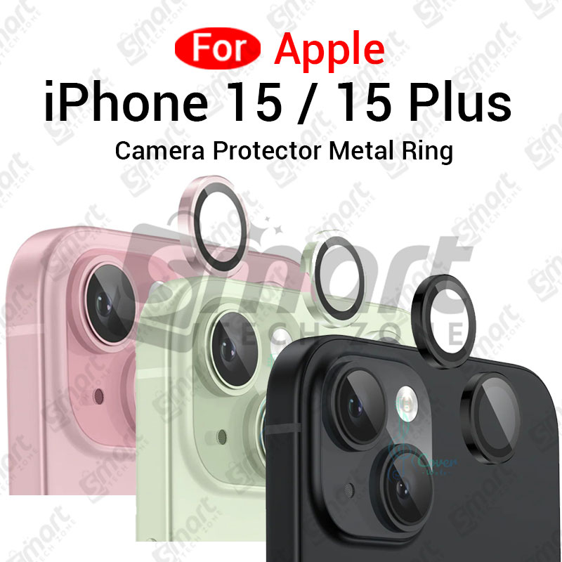 For Apple iPhone 15 15 Plus All Colour Camera Protector Metal Ring Tempered Glass Camera Lens Protector