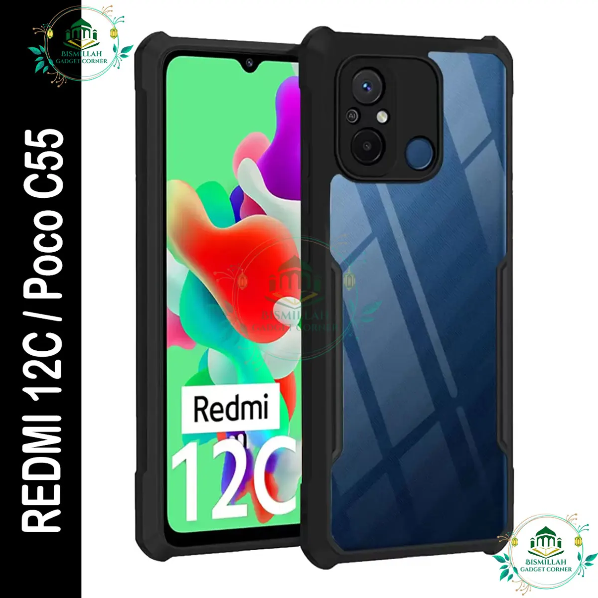 Xundd Back Cover for Xiaomi Redmi 12C / Poco C55 Transparent Hybrid Hard PC Back Bumper