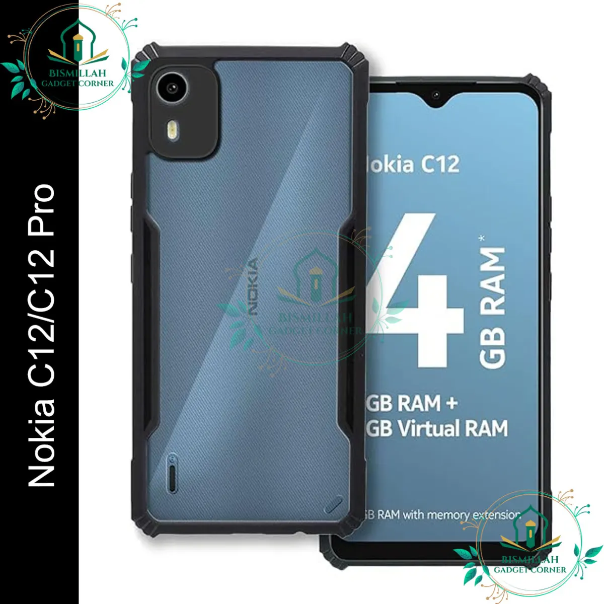 Xundd Back Cover for Nokia C12 / C12 Pro 5G Transparent Hybrid Hard PC Back Bumper