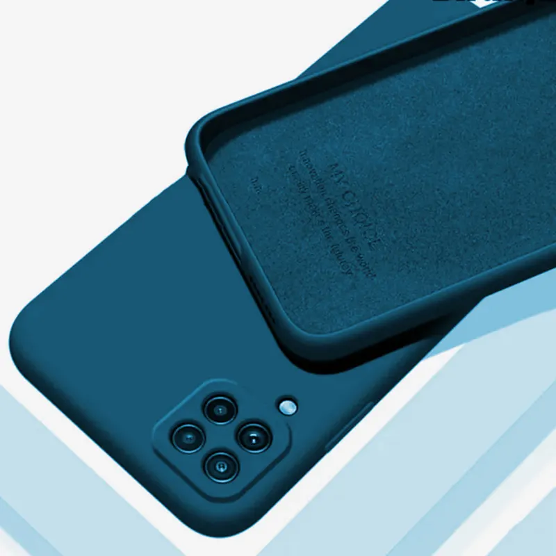 Original For Samsung Galaxy A22 4G / Galaxy M32 4G / Galaxy F22 Heavy Strong Liquid Silicone Soft Gel Rubber Shockproof Cover Case For Samsung A22 4G Back Cover - Camera