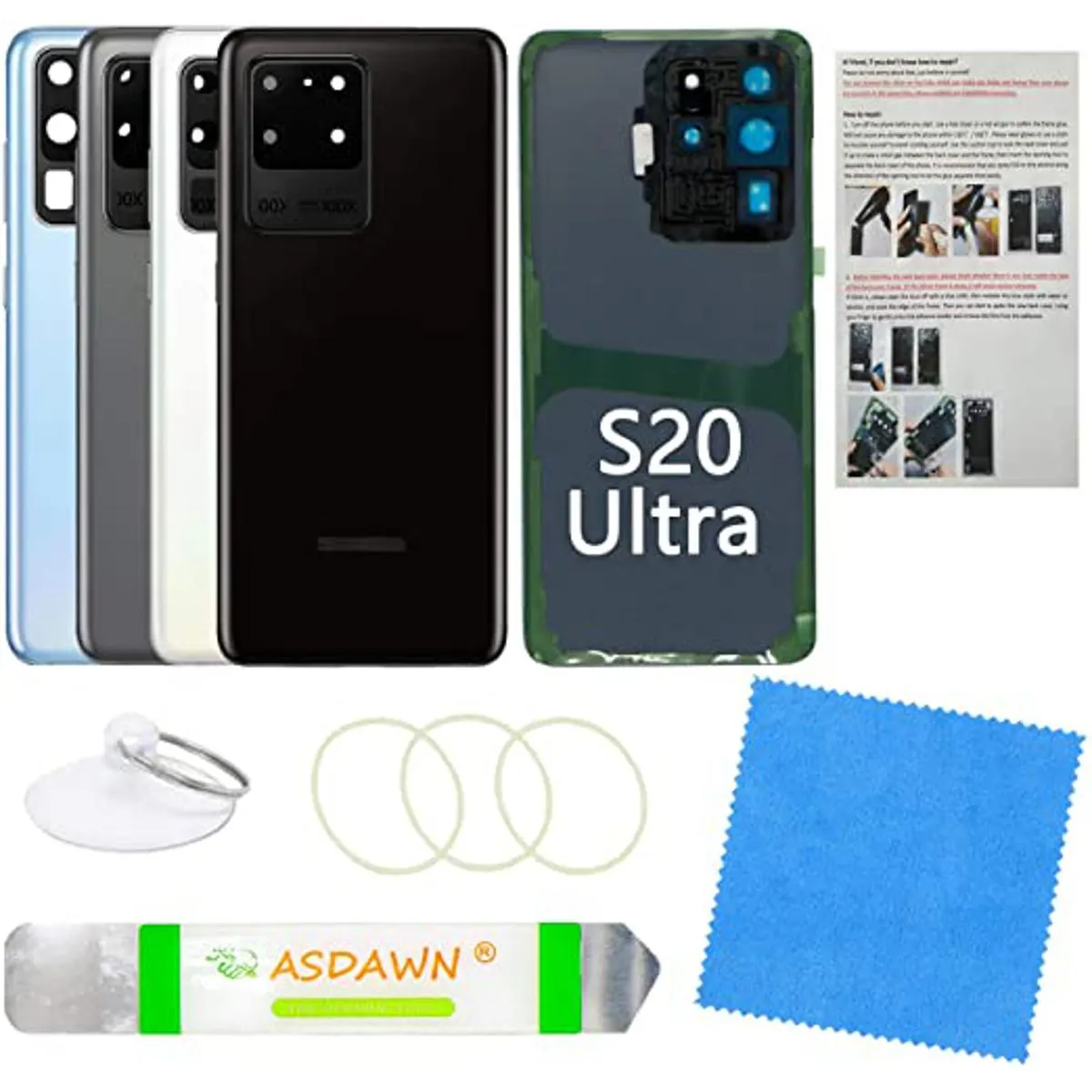 Samsung galaxy s20 আল্ট্রা অরিজিনাল ব্যাক গ্লাস বডি ব্যাক কভার রিপ্লেসমেন্ট