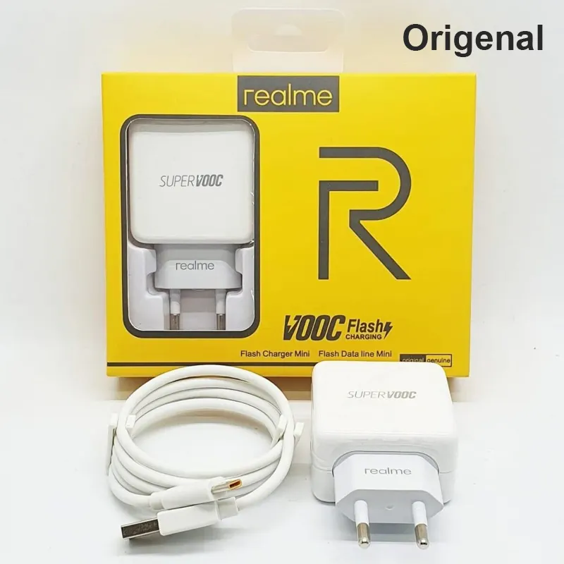 Realme Super Flash VOOC Charger with Micro USB Data Cable Adaprter