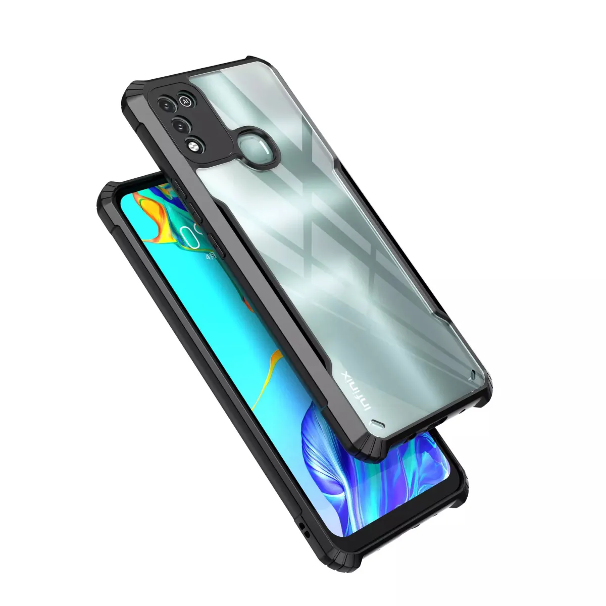 Xundd Back Cover for Infinix Hot 10 Play Transparent Hybrid Hard PC Back Bumper