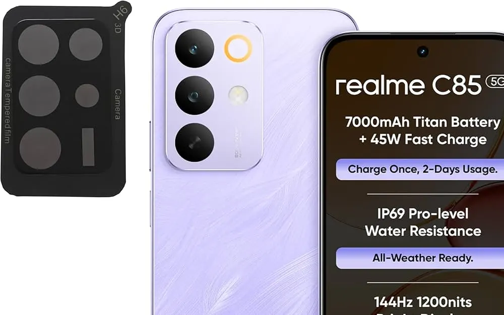 Camera Protector For Realme C85/C85 Pro WSKEN Metal 3D Tempered Glass Camera Lens Protector - Price in Bangladesh