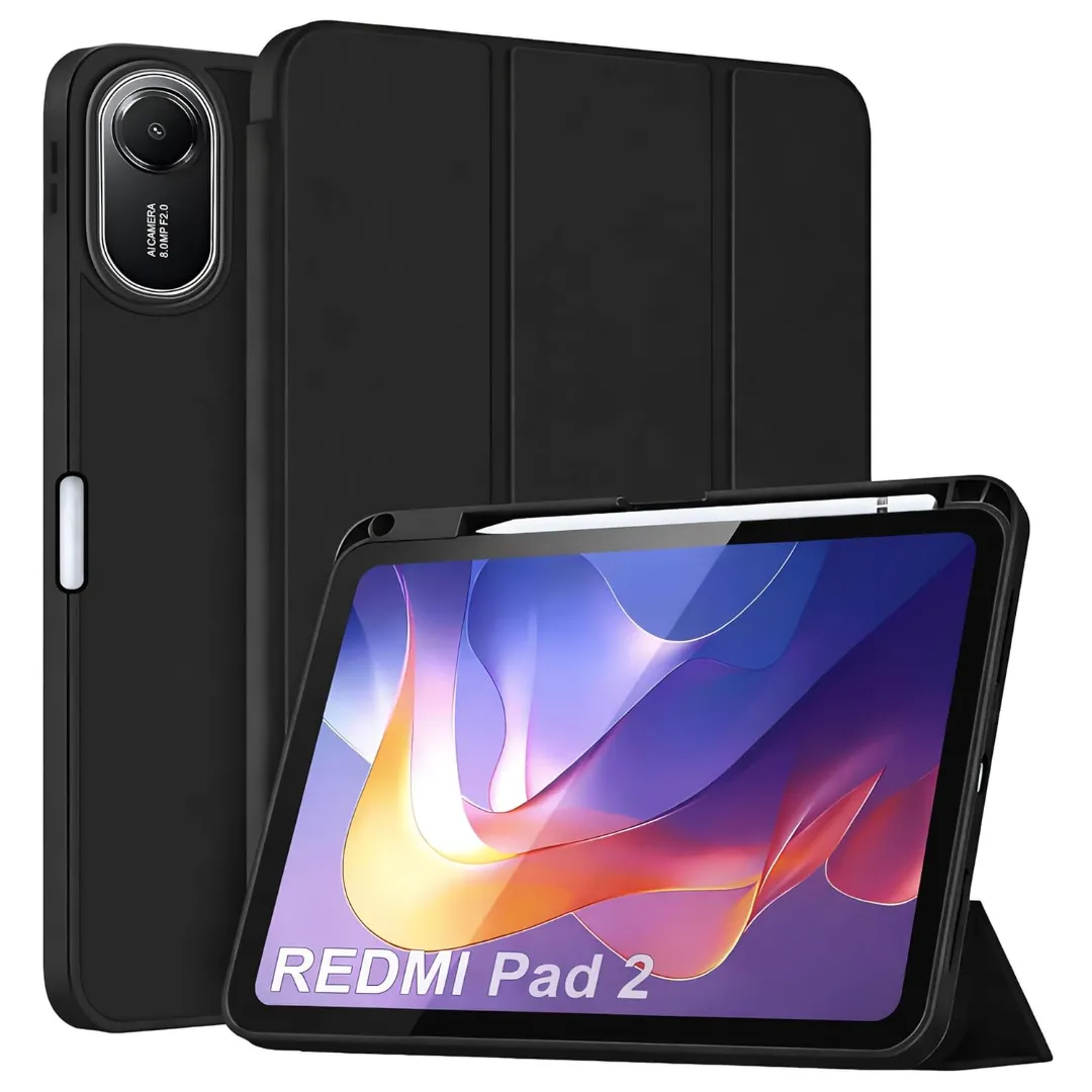 Cover For Xiaomi Redmi Pad 2 11 Inch Cover Case With [Pencil Holder], Trifold Flip Stand Cover Case For Redmi Pad 2 Cover 11 Inch Tablet [Auto Sleep/Wake Support] - Black - Navy Blue - Price in Bangladesh